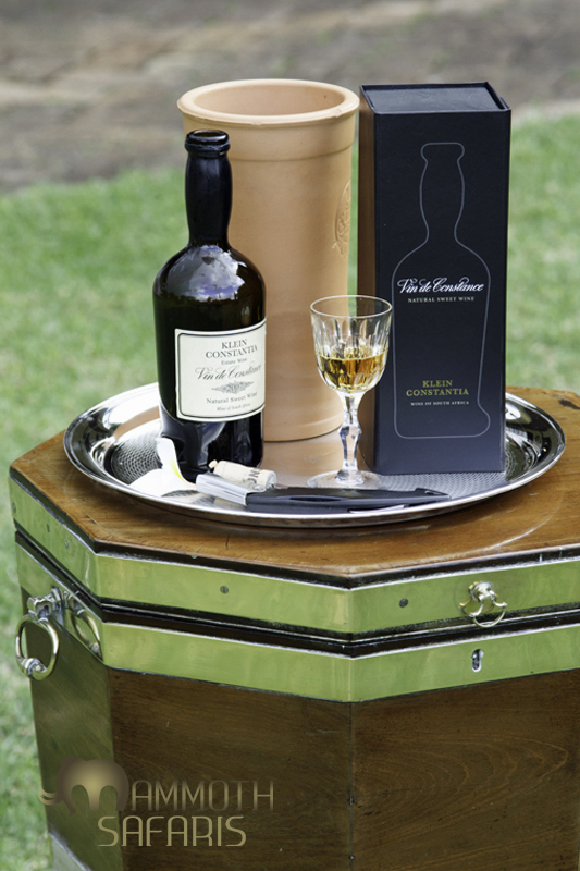 The celebrated Vin de Constance which we drank off Napoleon's old wooden wine cooler!